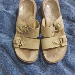 Clarks Tan Buckle Sandals